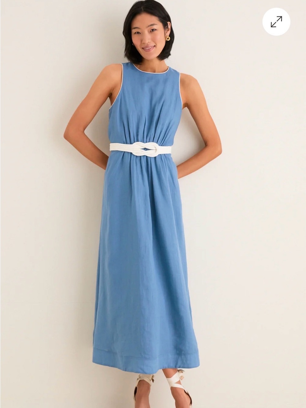 Tuckernuck Sky Blue Sleeveless Maxi Dress with White Belt
